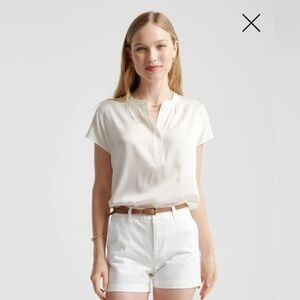 NWOT-Quince Washable Stretch Silk Ivory Dolman Sleeve Blouse! Sz. L (H10)